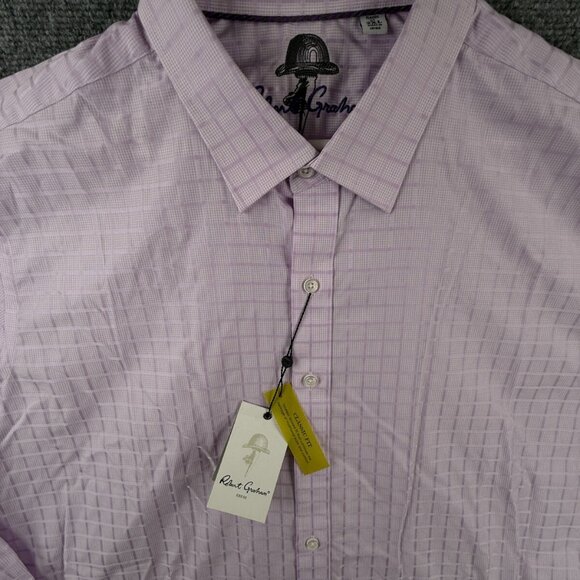 NWT Robert Graham Purple Check Button Up Shirt 2XL Classic Fit Long Sleeve - Picture 1 of 16